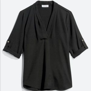 Calvin Klein Roll Sleeve Inverted Pleat Blouse